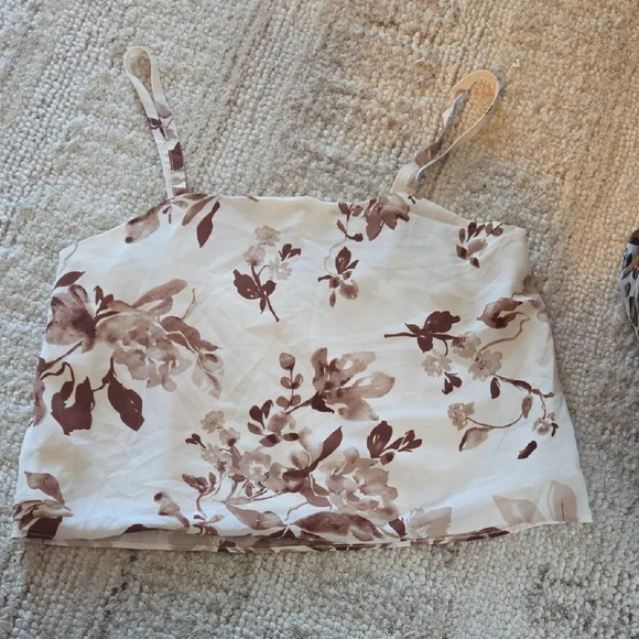 Magaschoni Cream and Brown Floral Camisole - Picture 1 of 7